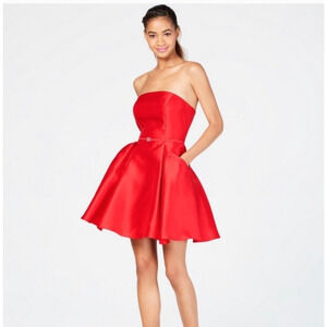 #28 City Studio | NWT Red Strapless Fit and Flare Mini Pockets Dress Size 3